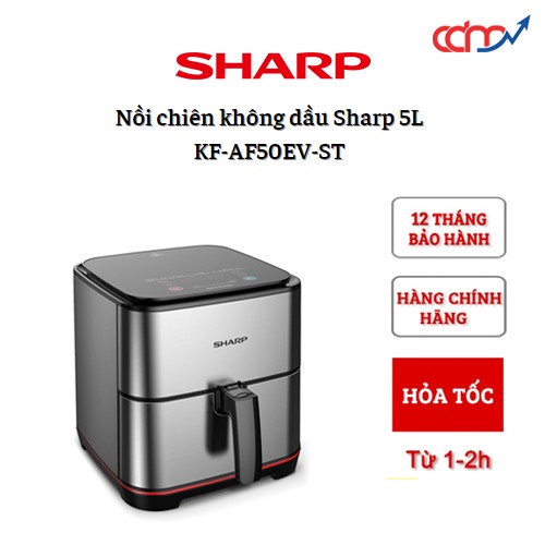 Nồi Chiên Không Dầu Sharp KF-AF50EV-ST 5.0 Lít - Hàng cao cấp chính hãng model 2022
