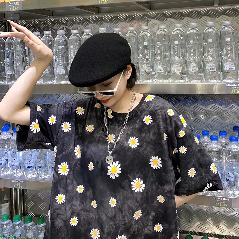ÁO THUN LOANG HOA CÚC OVERSIZE - ÁO PHÔNG FORM THỤNG TAY LỠ DÁNG RỘNG LOANG MÀU