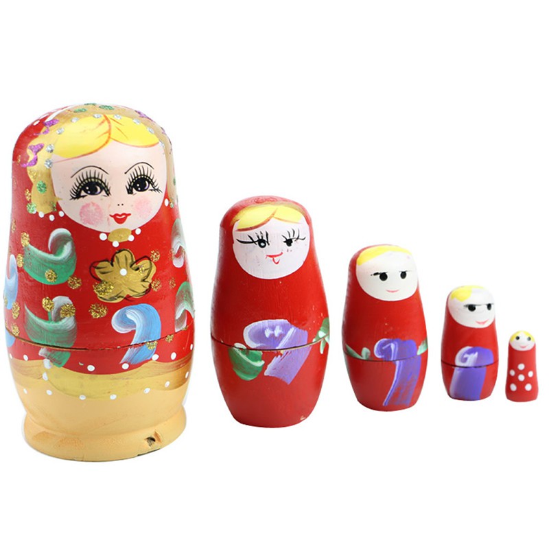 Bộ 5 Búp Bê Nga Matryoshka Bằng Gỗ Dễ Thương