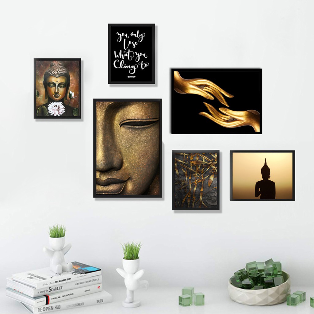 BỘ TRANH PHẬT 6 TẤM TREO TƯỜNG ĐÃ CÓ KHUNG (SET10)