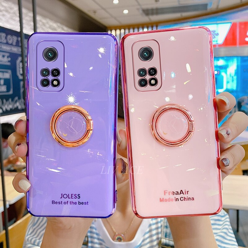 Ốp Điện Thoại Silicon Mềm Mạ Gương Có Vòng Đỡ Cho Xiaomi Mi 10t Mi10T Pro 10t Redmi Note 7 Pro Redmi Note 8 P Pro Poco F3