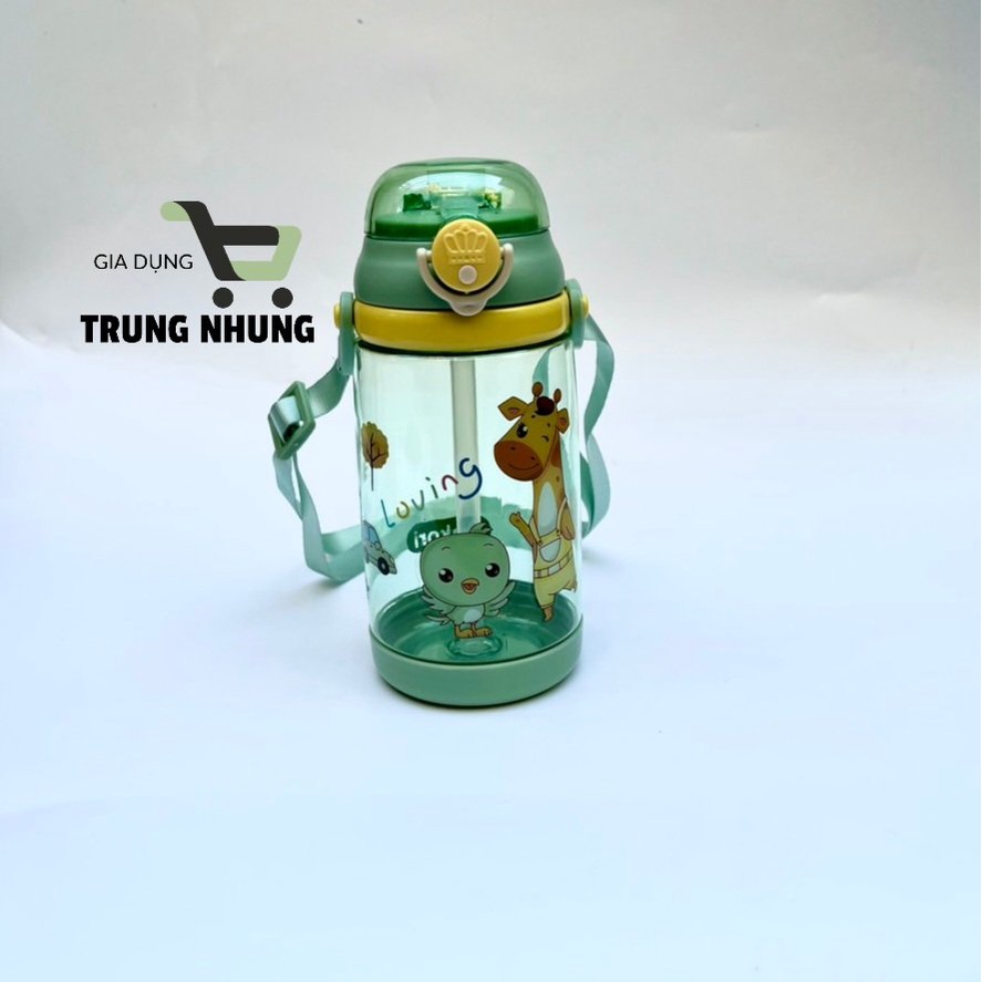 Bình uống nước cho bé, bình nước có ống hút trẻ em 450ml