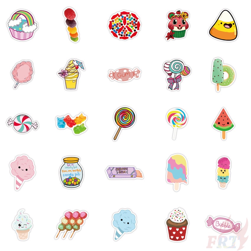 100Pcs/Set ❉ Rainbow Candy Lollipop Cupcake Dessert Series A Stickers ❉ Waterproof DIY Fashion Decals Doodle Stickers