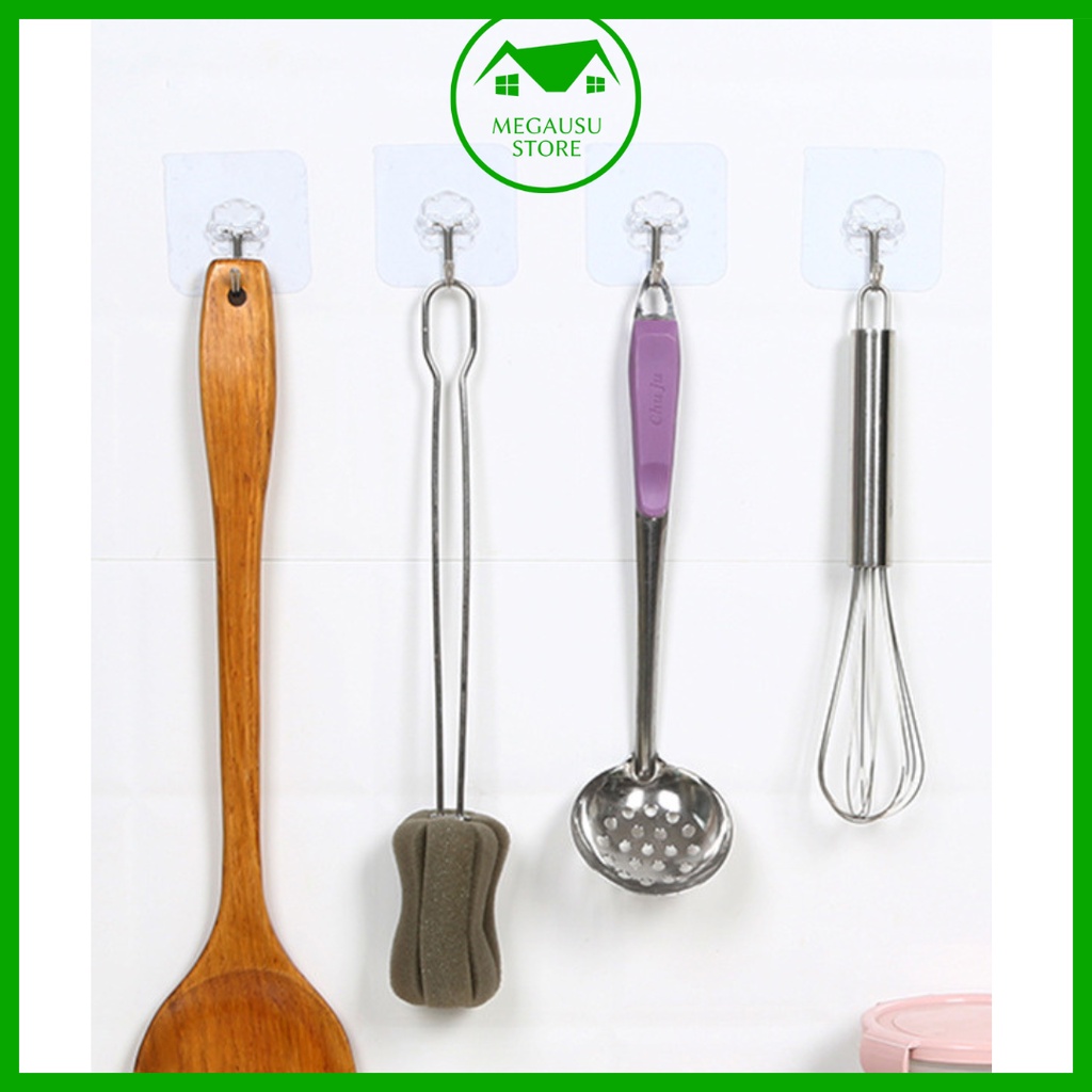 Móc treo đồ dán tường siêu bám dính trong suốt tiện dụng Móc Dính Gắn Cường Lực Thần Thánh Siêu Dính Đa Năng 6x6cm