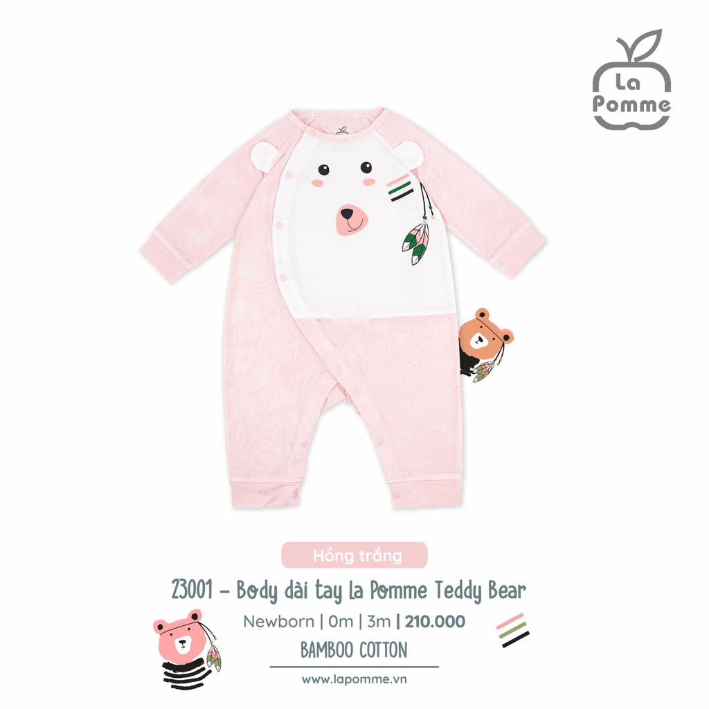 Bộ cài chéo cài giữa Body dài tay La Pomme sơ sinh modal cao cấp hải cẩu kẻ sọc bé trai bé gái SLD185 JL047 23001 15001