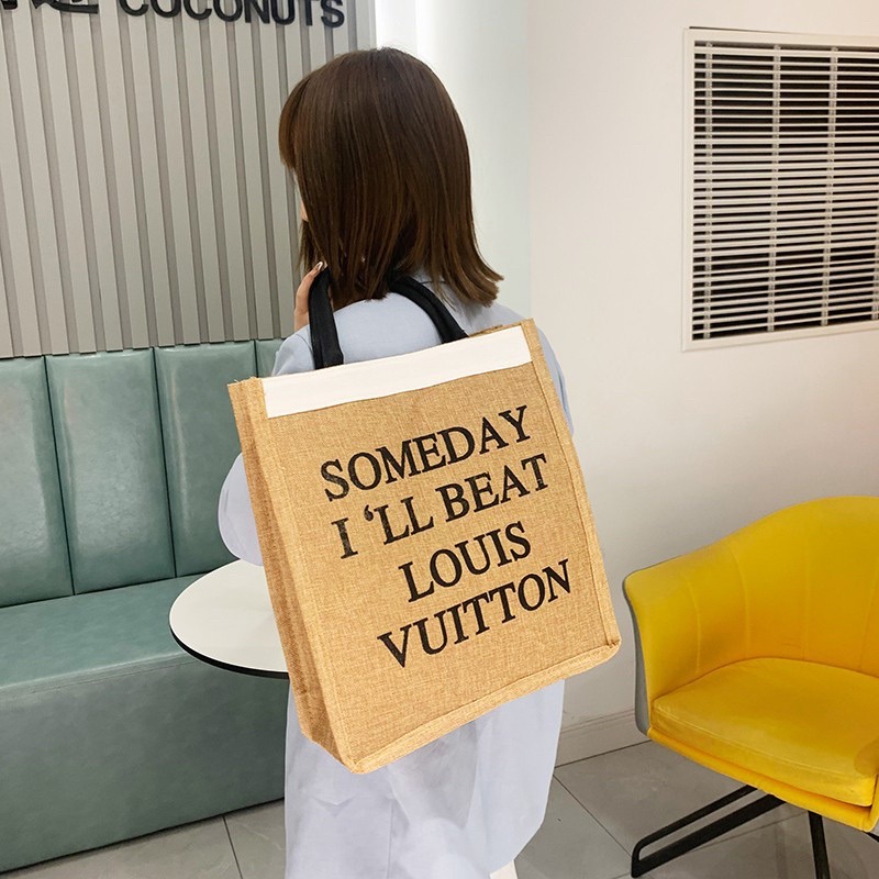 Túi cói Someday hàng Quảng Châu loại 1 dày dặn có đế lót đáy giữ form - Túi xách cói du lịch SOMEDAY đi biển đi làm