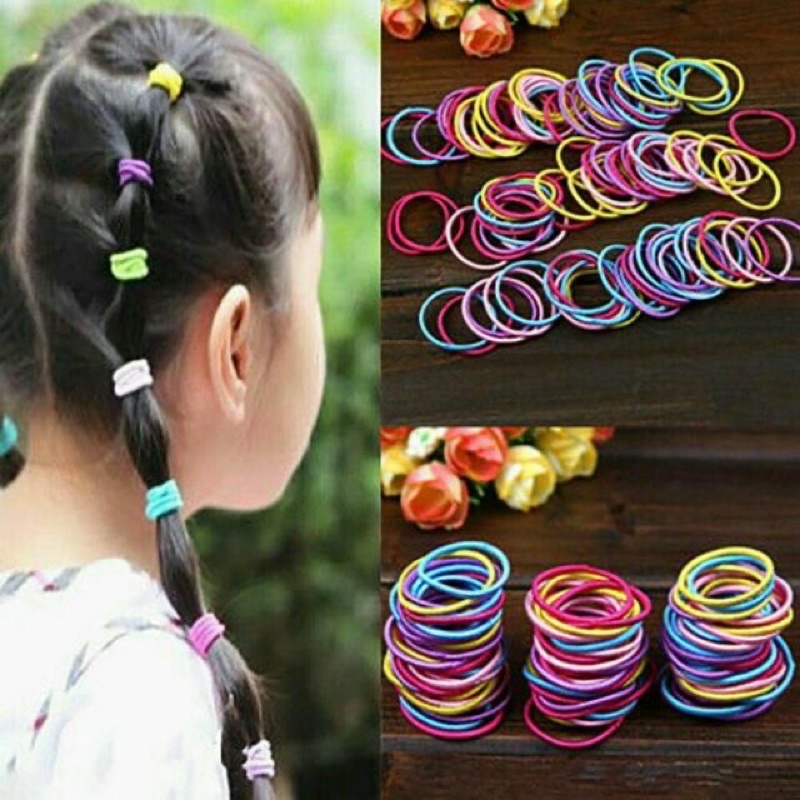 Set 20 sợi thun cột tóc nhiều màu cho bé