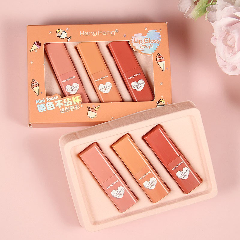 Set Son Kem 3c Hengfang H7049 chất son lì mịn lâu trôi nội địa chính hãng sỉ tốt - DREAM STORE