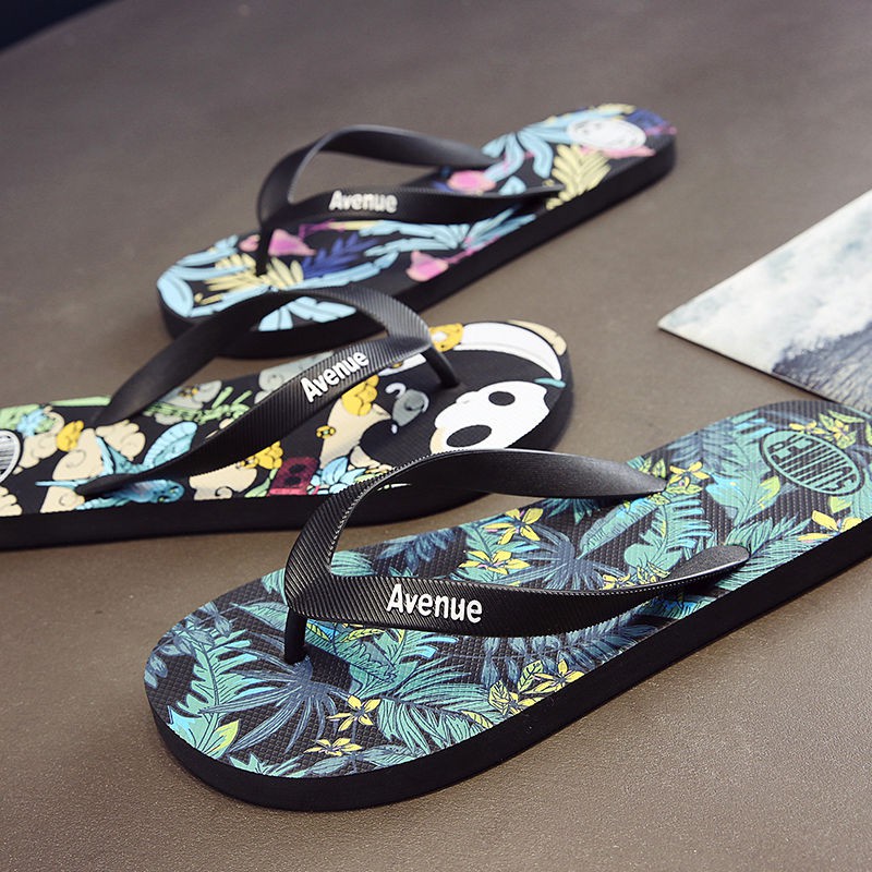 Mới Flip Flops Nam Thời Trang Hình Gấu Trúc Panda Chống Trượt Phẳng Dép Đi Trong Nhà Mùa Hè