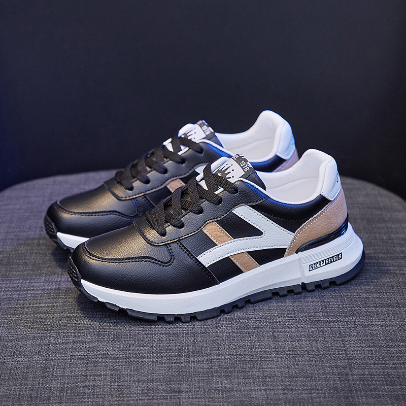 Giày Thể Thao Da Mũi Tròn Phong Cách retro Cho Nữ