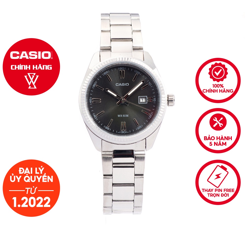 Đồng Hồ Quartz Nữ Casio WATCHSTORE LTP-1302D-1A1VDF Thiết Kế Mặt Kính Khoáng 30mm, Dây Kim Loại, Vỏ Thép Không Gỉ
