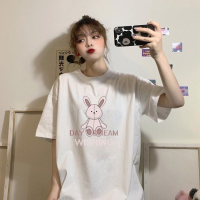 Áo thun ZHELIHANGFEI ngắn tay dáng rộng in họa tiết cá tính trẻ trung