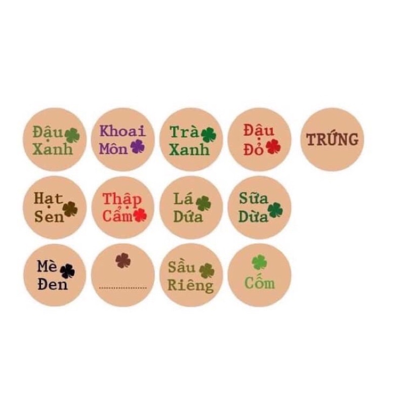 Tem dán nhân bánh trung thu tròn Kraft 2cm (48c/tờ)