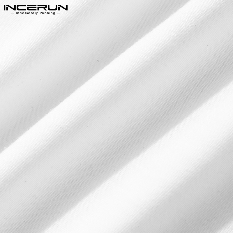 Áo thun INCERUN tay ngắn cổ tròn in họa tiết phong cách Nhật Bản đơn giản thời trang dành cho nam