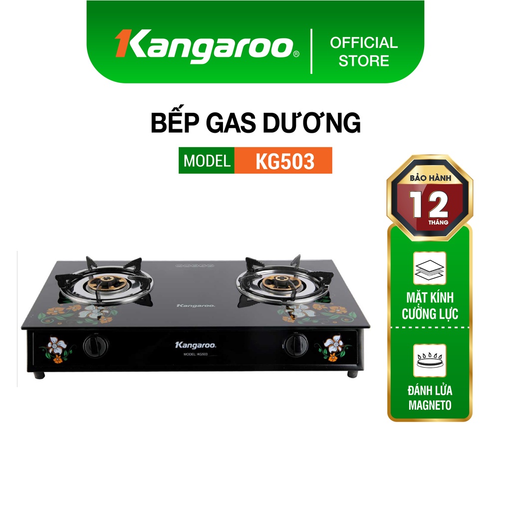 Bếp gas dương ,kính 2 lò Kangaroo KG503