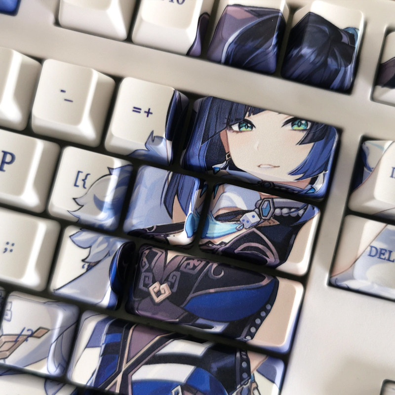 Ye Lan Theme Keycap Genshin Impact Keycap OEM Profile PBT Thuốc nhuộm-Thăng hoa Bàn phím cơ Keycap Anime Keycap 108 Phím