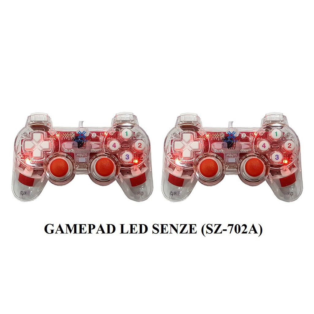 Tay Game Đôi Trong suốt Đèn Led Có Rung SENZE SZ-702A, tay game 2 người chơi (HÀNG CHÍNH HÃNG)