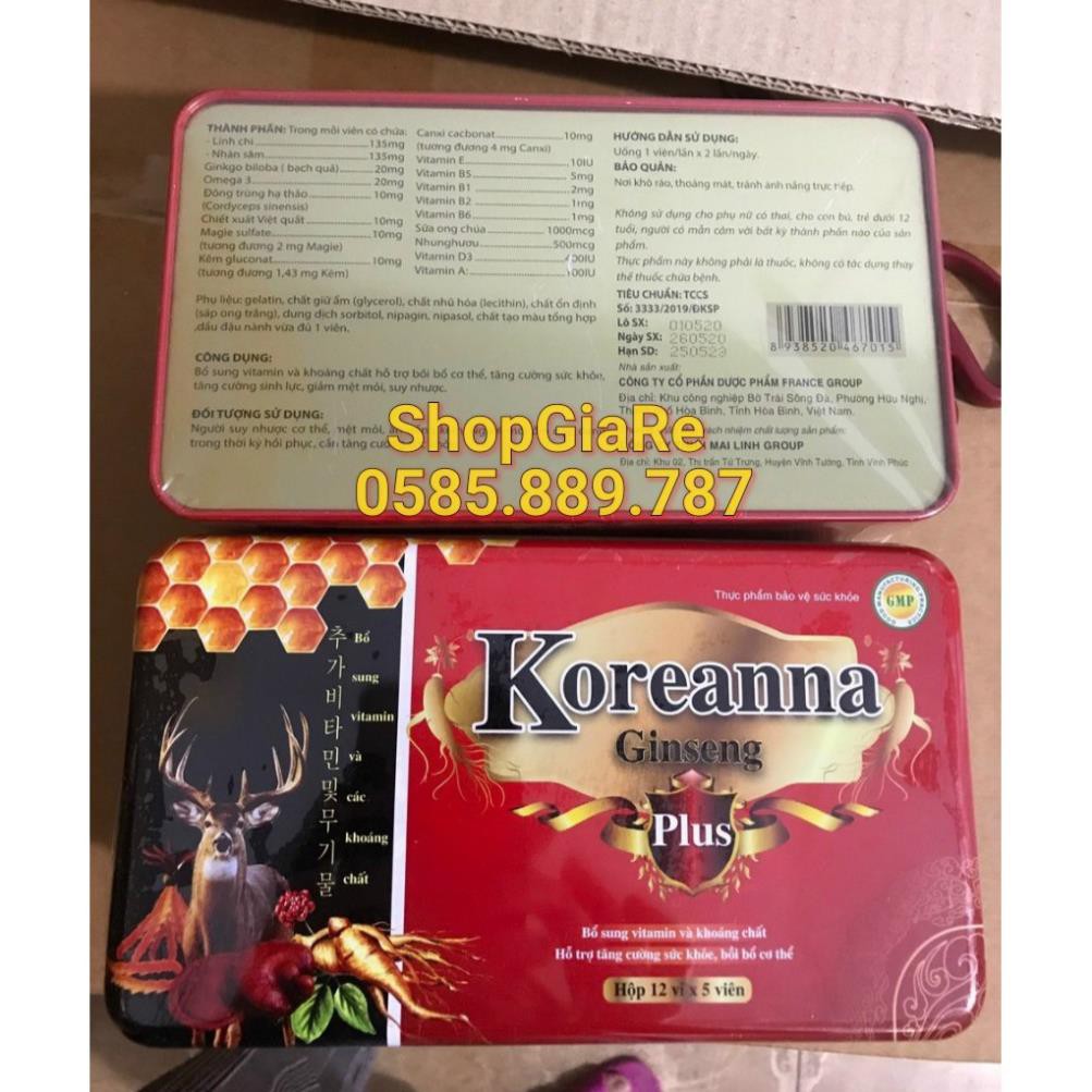 Koreanna Ginseng Plus Viên tăng lực nhân sâm, Giúp bồi bổ cơ thể, ăn ngủ ngon, cho người suy nhược, sau bệnh