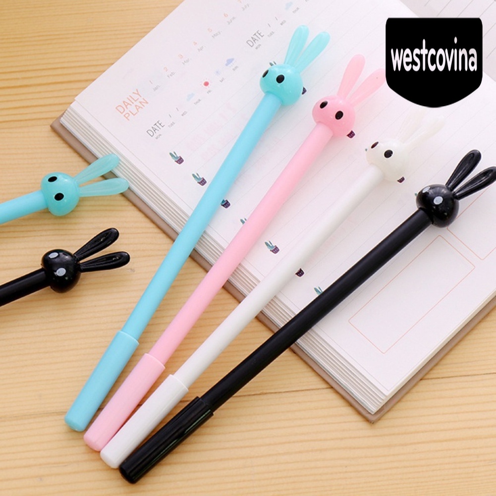 Phương Tây✎4 Chiếc Bút Bi Nước Mực Đen Hình Thỏ 0.38mm