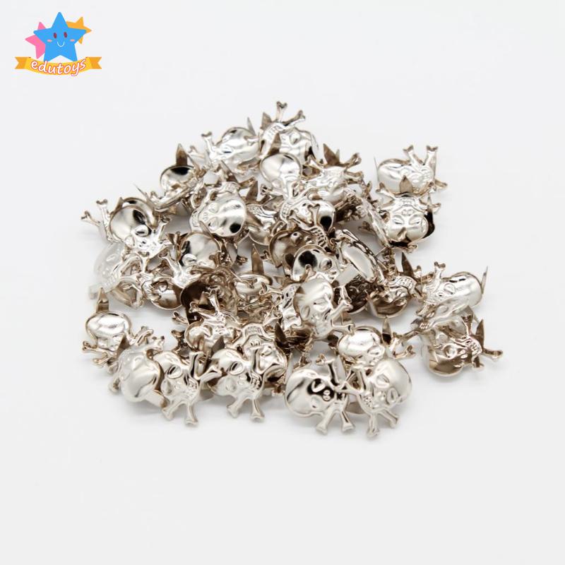 Set 50 Đinh Tán Hình Đầu Lâu Bằng Bạc Phong Cách Punk Rock Dùng Để Trang Trí Giày Da /