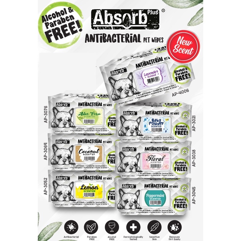 KHĂN ƯỚT KHÁNG KHUẨN ABSORB CHÓ MÈO HÀNG NHẬP MỸ