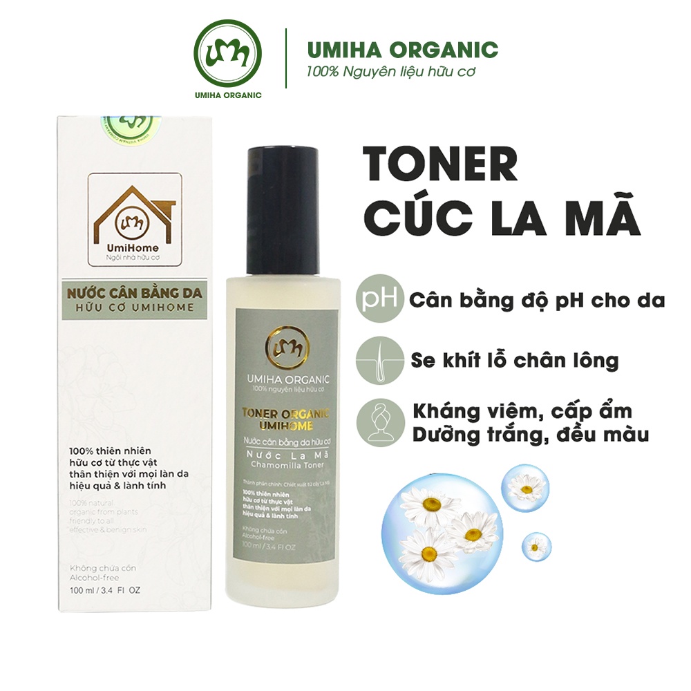 Nước cân bằng da Hoa Cúc La Mã hữu cơ UMIHOME 50/10ml cân bằng độ pH, se khít lỗ chân lông hiệu quả