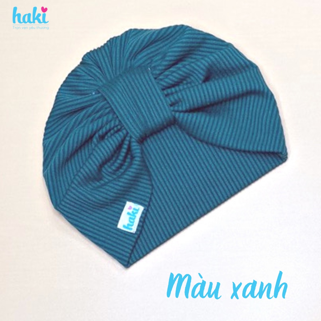 Mũ turban cho bé trai và gái màu trơn vân kẻ dễ thương HAKI MU01