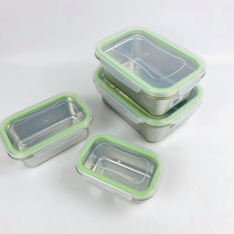 Khay INOX Đựng Thực Phẩm, Topping Giữ Nhiệt, Trữ Đông Có Nắp