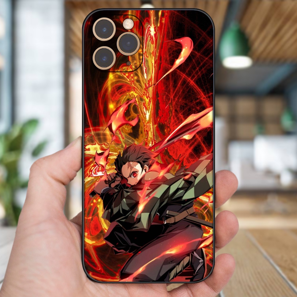 Ốp lưng iPhone 11 Pro dẻo đen cạnh vuông in hình Tanjiro Kimetsu No Yaiba