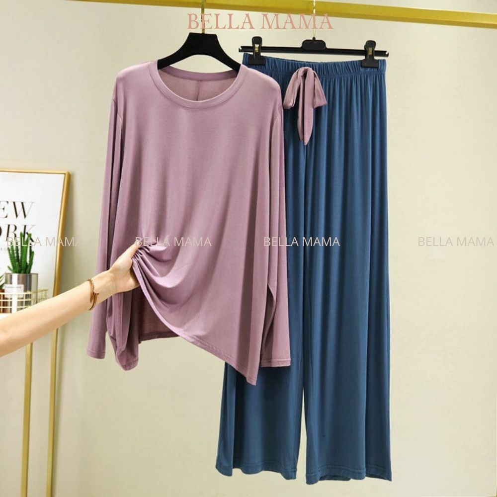 Bộ Bầu Mặc Nhà Và Sau Sinh Đồ Bộ Bà Bầu Ở Cữ Dài Tay Chất Liệu Cotton Cao Cấp Có Size Bella Mama Bn9
