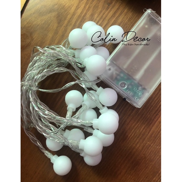 Đèn Cherry Ball màu vàng nắng 3m - 20 bóng dùng pin 2 chế độ nháy và sáng