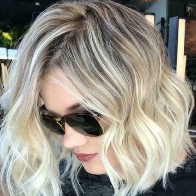 Women Fashion Short Curly Wig Bob Wavy Hair Wigs Natural Brown Blonde ☆MeetSellMall