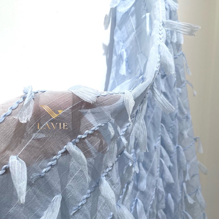 Vải Tơ Tua Rua cao cấp nhà Lavie mỏng nhẹ, thanh lịch, vải may váy đầm, váy chữ A