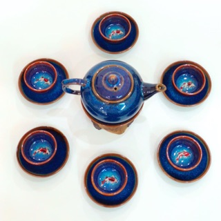 Bộ trà độc ẩm cá  koi 3D