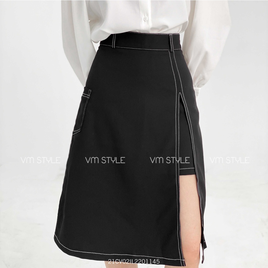 Chân váy dài VM STYLE xẻ trước Ulzzang Vintage CVD00001