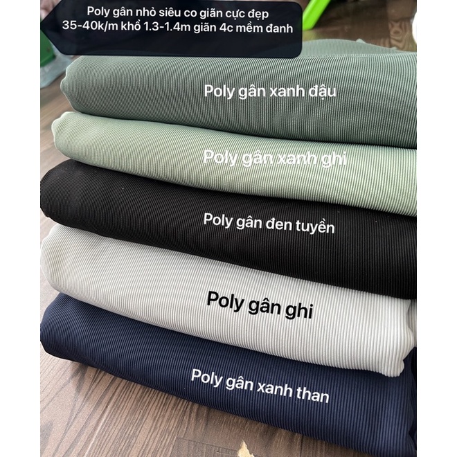 Vải thun gân, Thun Poly ,- may Đồ Tập-Bộ bó sát-gân nhỏ- co giãn tốt