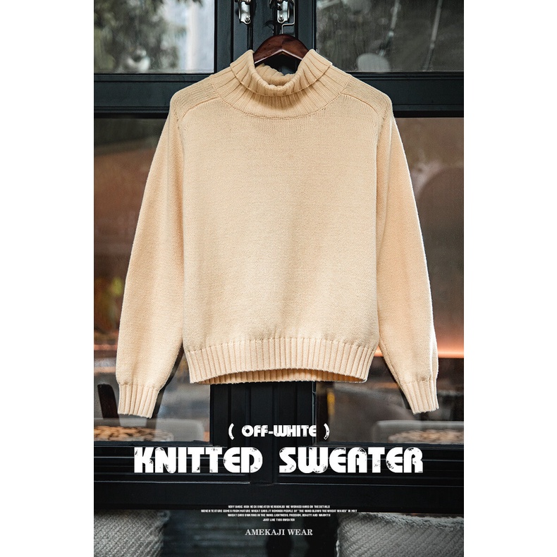 Áo sweater MADEN YW2208229 dệt kim cổ cao dáng rộng phong cách Nhật Bản thời trang thu đông cho nữ