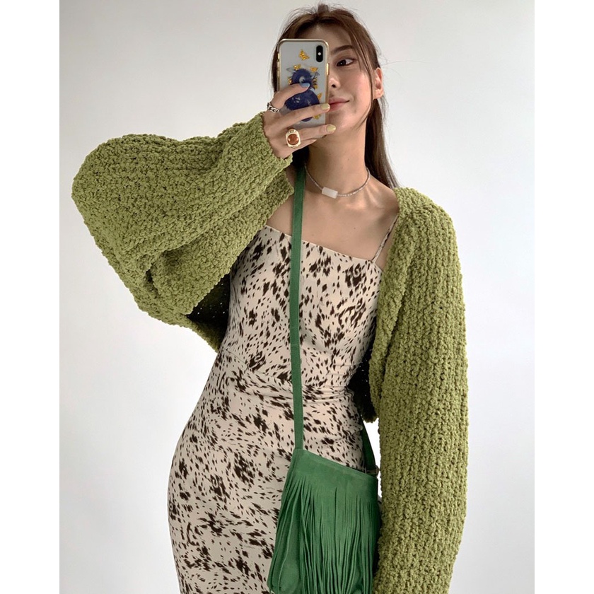 Áo len rộng khăn choàng, áo khoác ngắn 3 màu