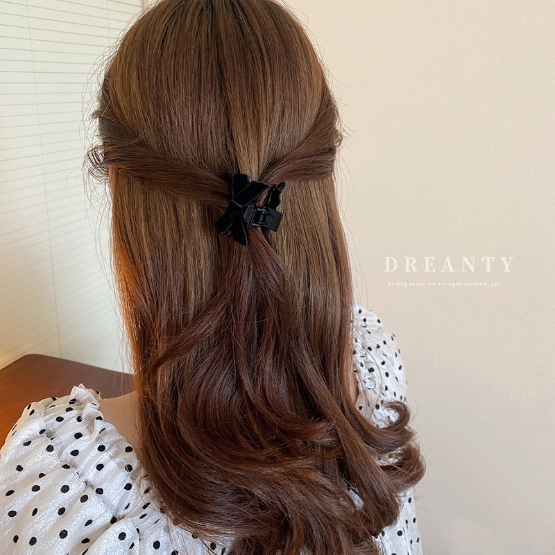 1 Kẹp Tóc Nơ Nhỏ Bằng Nhung Màu Đen Thời Trang Hàn Quốc