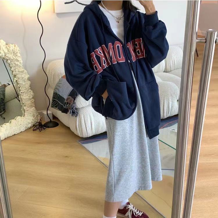 Áo hoodie zip nam nữ UNISEX fom rộng in chữ đỏ chất tăm bo- Áo khoác nỉ thể thao thu đông dày dặn hàn quốc