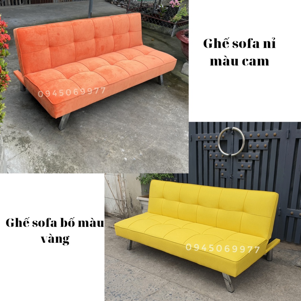 Sofa bed chân inox - sofa giường đa năng màu đen - vải bố