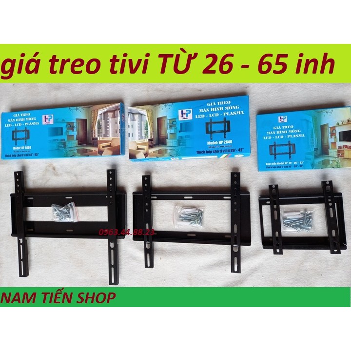 Giá Treo Tivi LED Cố Định Sát Tường Từ 19 Đến 65 Inch Kèm Ốc Vít