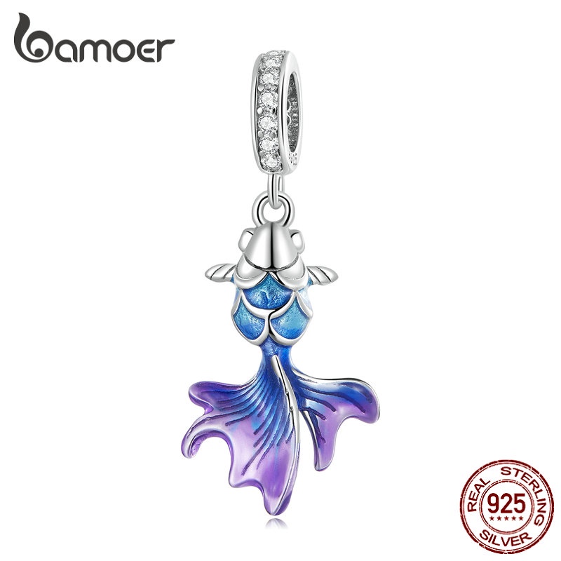 BAMOER Mặt Vòng cổ Bạc 925 Hình Cá Chép May Mắn Thời Trang