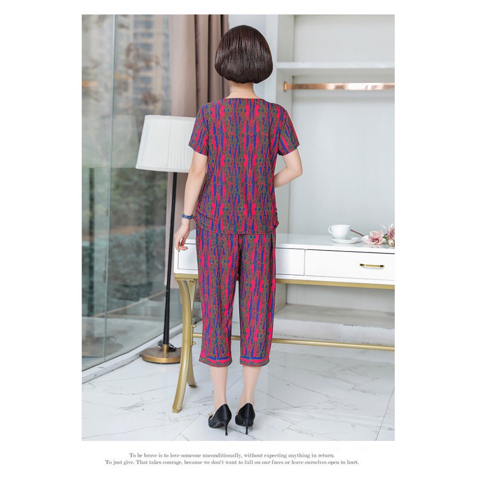 bộ mặc nhà trung niên mùa hè  thun lạnh