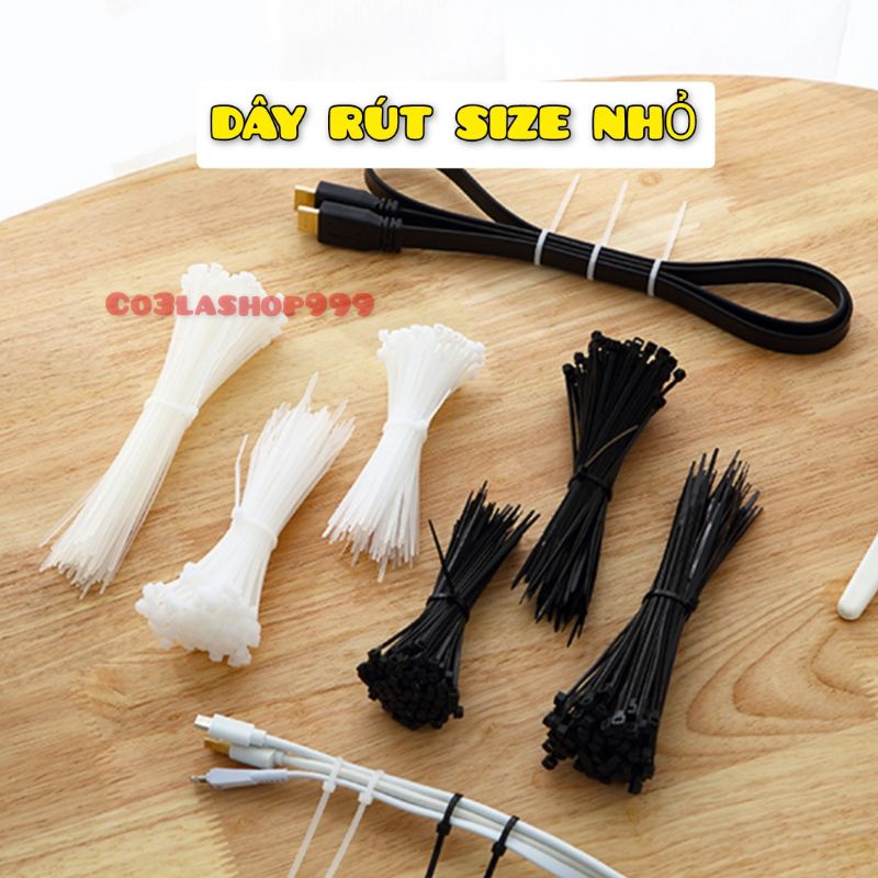 Túi 100 Dây rút nhựa SIZE NHỎ bản 0,25cm, cố định đồ dùng gia đình, dây điện