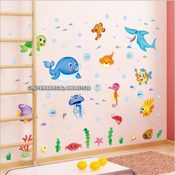Decal trang trí tường - Cá Mập Đại Dương 02
