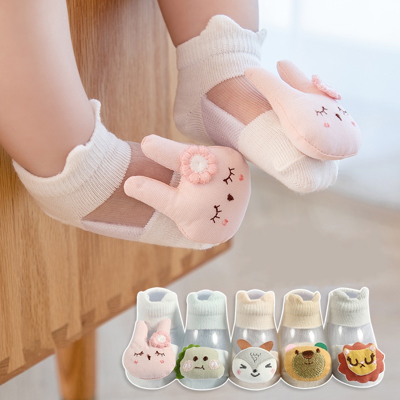 Tất Cotton Phối Lưới Thoáng Khí Họa Tiết Hoạt Hình Dễ Thương Cho Bé