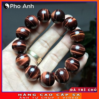 Vòng tay may mắn phong thủy mắt hổ đỏ nâu đỏ hợp mệnh Hỏa ,Thổ