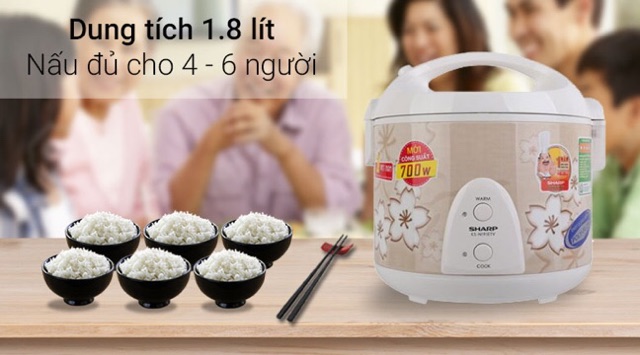 Nồi cơm điện Sharp 1.8 lít KS-N191ETV-HÀNG MỚI 100% CHÍNH HÃNG-SẢN SUẤT THÁI LAN