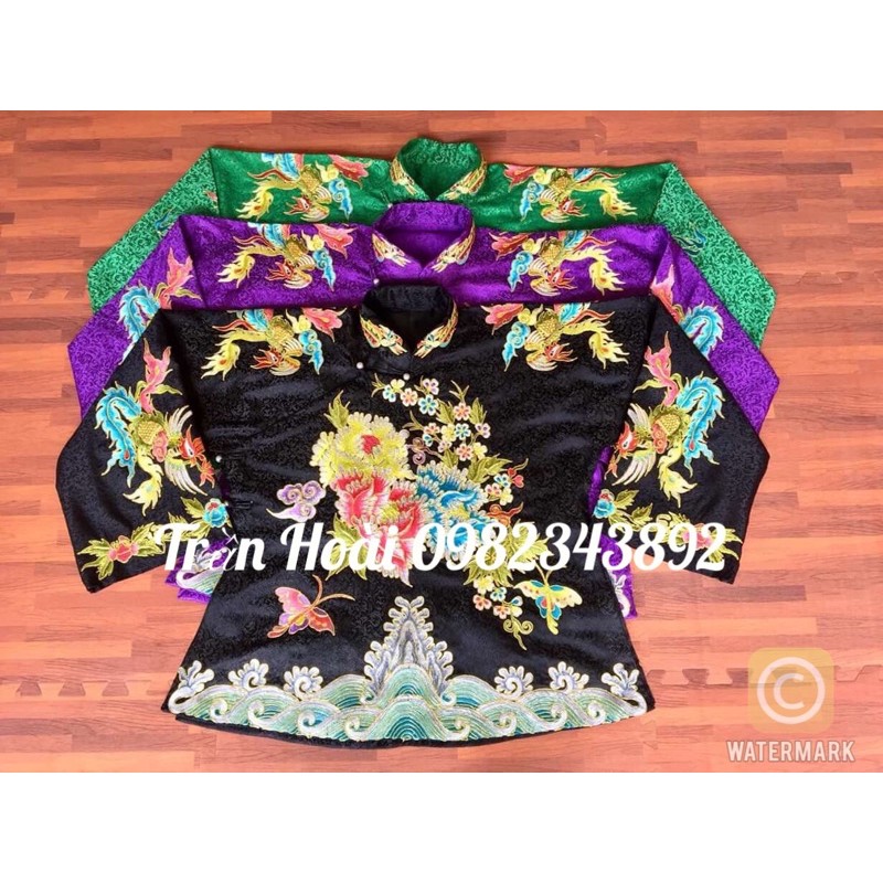 Khăn áo hầu đồng - áo cô đôi , cô sáu , cô bé thêu hoa mẫu đơn